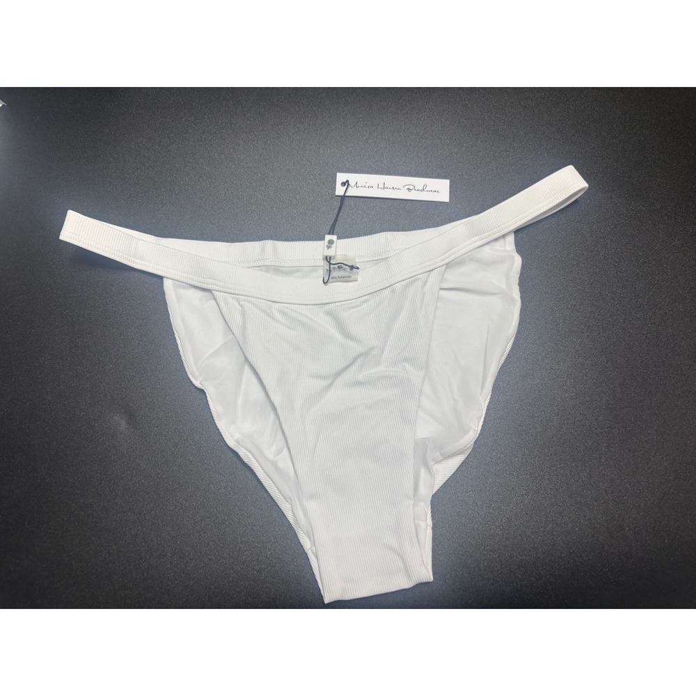 Monica Hansen Beachwear NWT Ribbed Bikini Bottoms Cheeky Cut White‎ Size XL